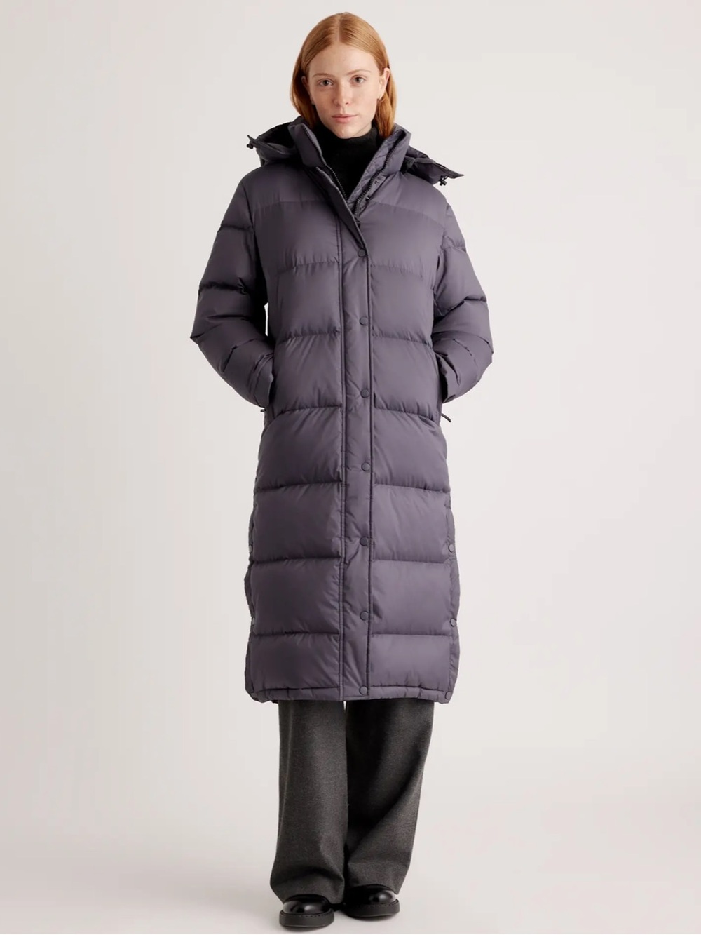 QUINCE NWTs Women’s Responsible Down Long Puffer Jacket Carbon Grey Small